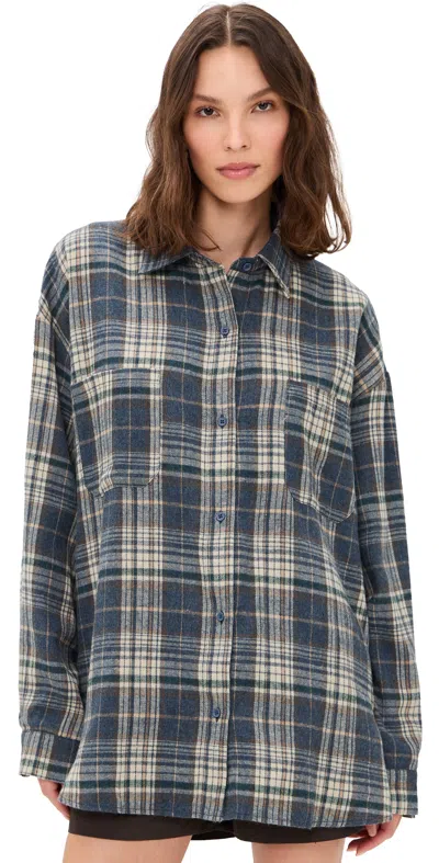 Lioness Clarity Shirt Ash Plaid In Blue