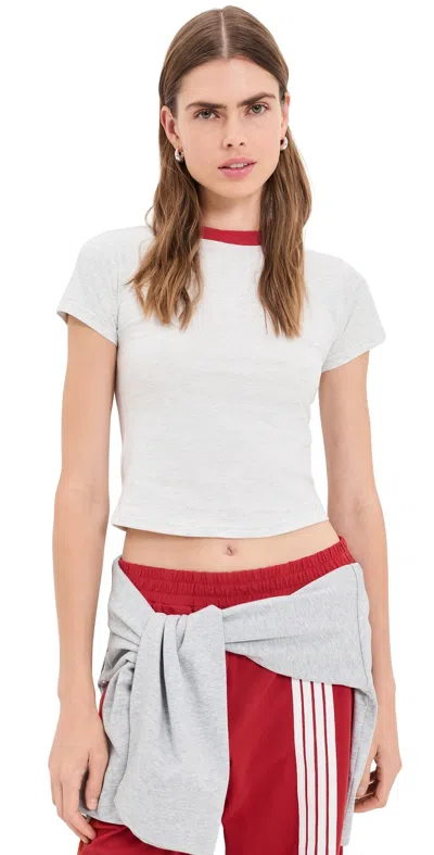 Lioness Clubhouse Cotton Red Contrast Trim Baby Tee In White