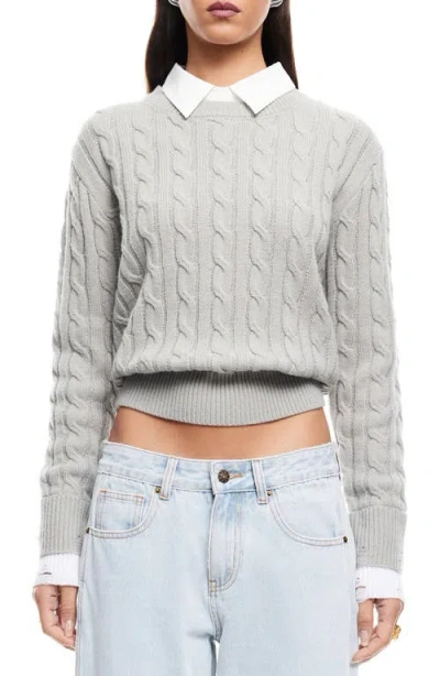 Lioness Coastal Layered Look Cable Stitch Sweater In Cloud