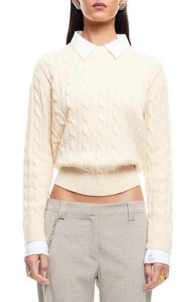 Lioness Coastal Layered Look Cable Stitch Sweater In Cream