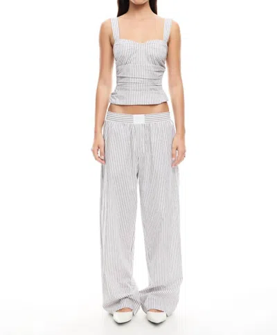 Lioness Cobain Corset Top In Ivory Stripe In Gray