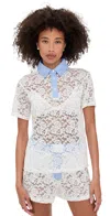 Lioness Cobain Lace Polo Porcelain In White