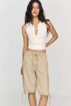 Lioness Cotton Apres Shorts In Neutral