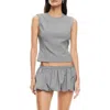 Lioness Countryside Plaid Backless Top In Onyx Gingham