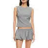 Lioness Countryside Plaid Backless Top In Onyx Gingham