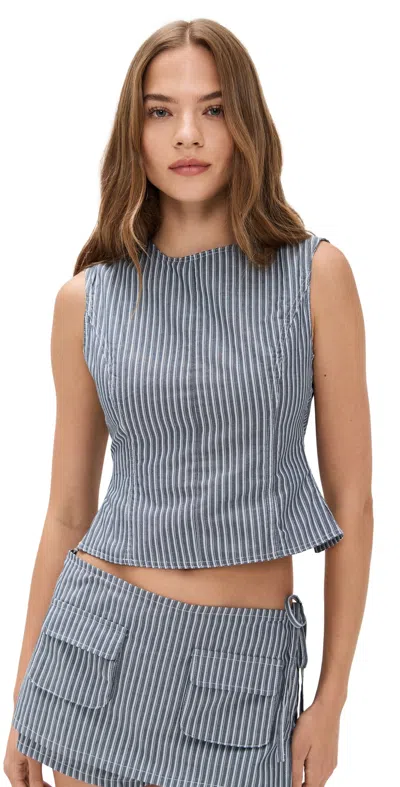 Lioness Countryside Top Charcoal Stripe In Gray