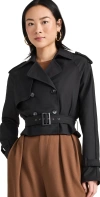 LIONESS CROPPED TRENCHEROUS COAT ONYX