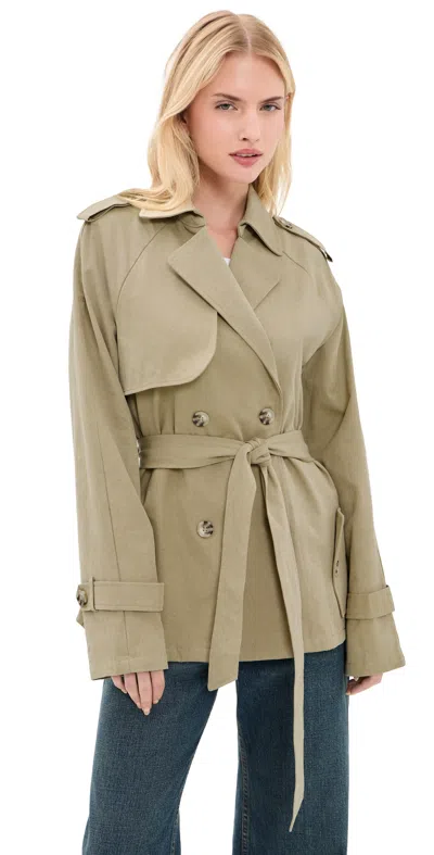 Lioness Cropped Trencherous Coat Tan In Green