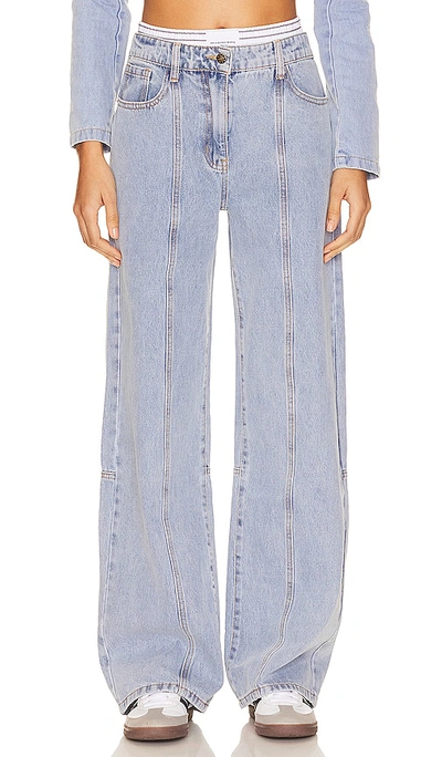 Lioness Dawson Wide Leg Jeans In Washed Blue