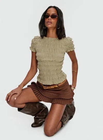 Lioness Deei Double Ruffle Mini Skort In Brown