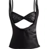 Lioness Delilah Lace & Satin Top In Ink