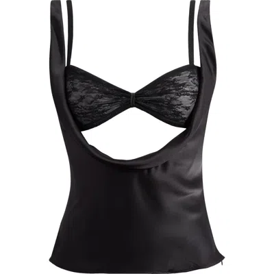 Lioness Delilah Lace & Satin Top In Ink