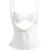 Lioness Delilah Lace & Satin Top In Porcelain