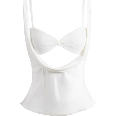 Lioness Delilah Lace & Satin Top In Porcelain