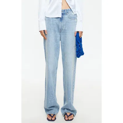 Lioness Diamante Wide Leg Jeans In Blue