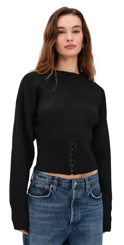Lioness Dion Knit Sweatshirt Onyx In Black
