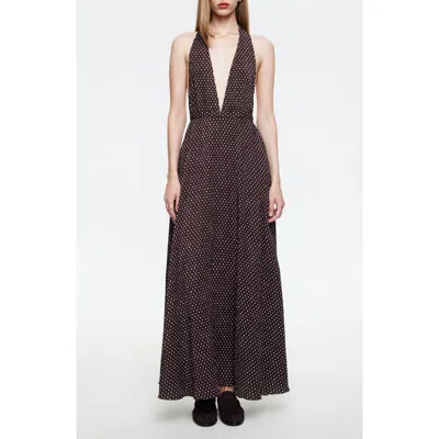 Lioness District Maxi Halter Dress In Burgundy