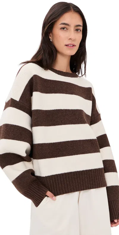 Lioness Dolce Knit Sweater Dark Chocolate Stripe In Blue