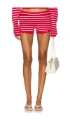 Lioness Dollhouse Knit Shorts Crimson Stripe In Red