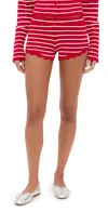 Lioness Dollhouse Knit Shorts Crimson Stripe In Red