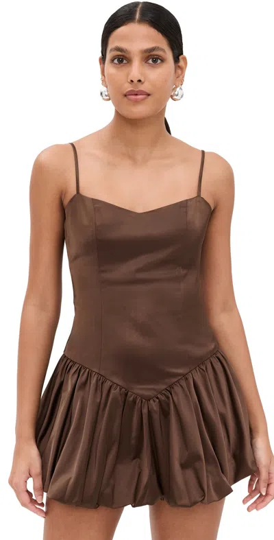 Lioness Puffball Cami Mini Dress In Coffee-brown
