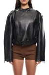 Lioness Driftwood Faux Leather Bomber Jacket In Black