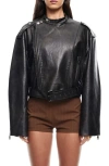 Lioness Driftwood Faux Leather Bomber Jacket In Onyx