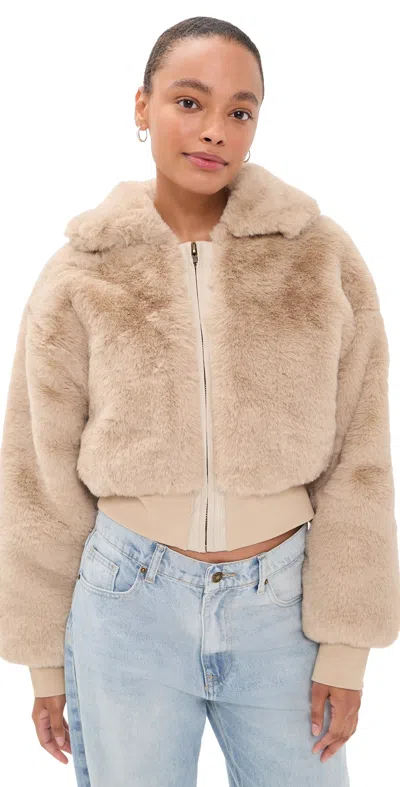 Lioness Drita Faux Fur Jacket Sand