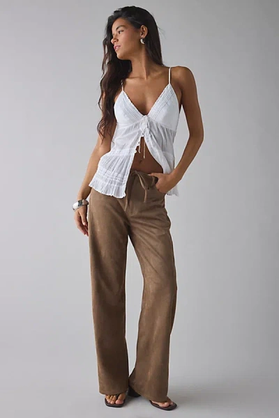 Lioness Dusty Faux Suede Wide Leg Pant In Coffee, Women's At Urban Outfitters In Brown