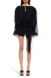 Lioness Elements Long Sleeve Chiffon Minidress In Black