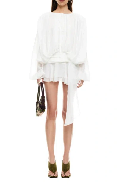 Lioness Elements Long Sleeve Chiffon Minidress In White