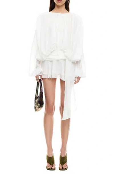 Lioness Elements Long Sleeve Chiffon Minidress In White