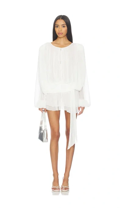 Lioness Elements Long Sleeve Chiffon Minidress In White