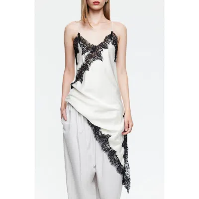 Lioness Emerging Lace Trim Asymmetric Slipdress In White