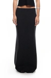 Lioness Endless Pinstripe Low Rise Maxi Skirt In Onyx Pinstripe