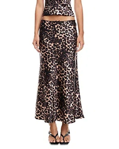 Lioness Enigmatic Animal Print Maxi Skirt In Brown