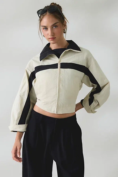 Lioness Essential Zip-up Windbreaker Jacket In Beige, Women's At Urban Outfitters In Neutral