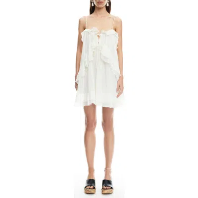 Lioness Ethereal Ruffle Chiffon Minidress In White