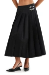Lioness Fame Pleated Midi Skirt In Onyx