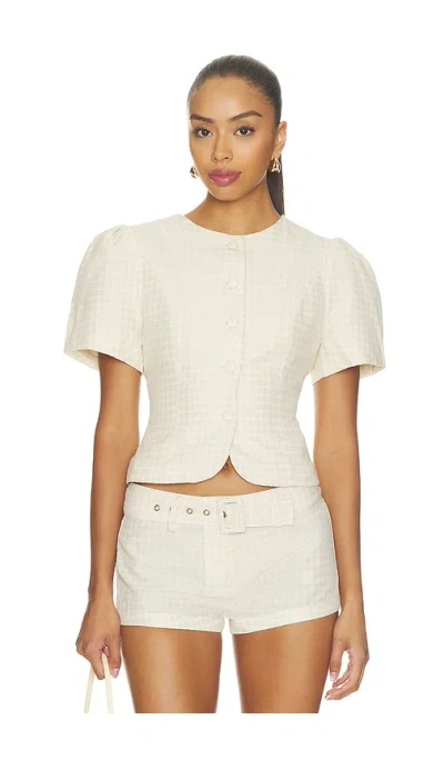 Lioness Femme Blouse In Beige Check