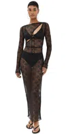 Lioness Fever Lace Maxi Dress Onyx In Onyx