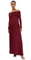 Lioness Field Of Dreams Long Sleeve Maxi Dress Burgundy In Burgundy