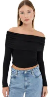 Lioness Field Of Dreams Long Sleeve Top Onyx In Onyx