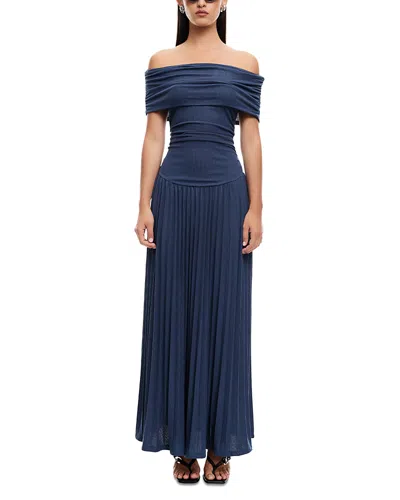 Lioness Field Of Dreams Off-the-shoulder Maxi Dress In Navy
