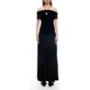 Lioness Field Of Dreams Off The Shoulder Velvet Maxi Dress In Black