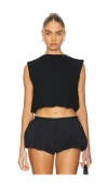 Lioness Field Of Dreams Bubble Hem Crop Top In Black