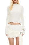 Lioness Ford Long Sleeve Plissé Top In Ivory