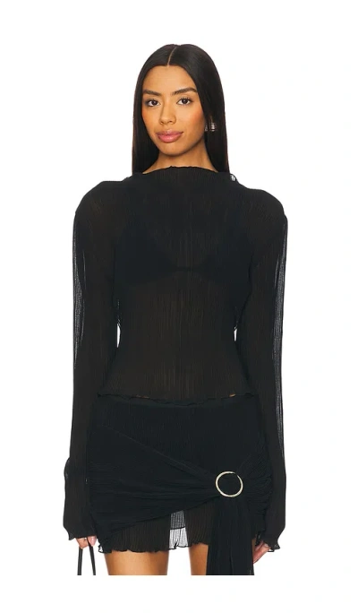 Lioness Ford Long Sleeve Top In Onyx