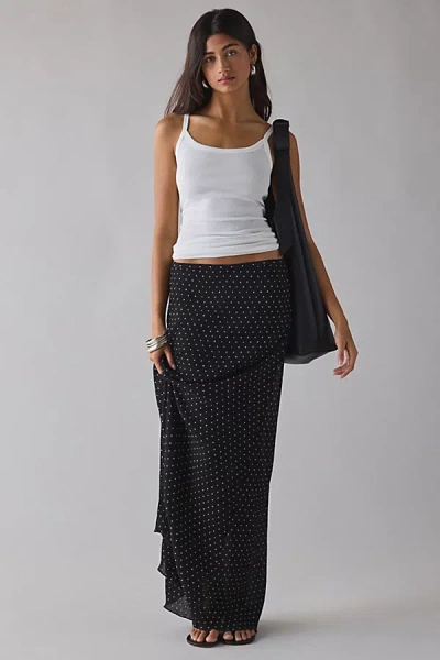 Lioness Ford Onyx Polka Dot Semi-sheer Mesh Maxi Skirt In Onyx Polka Dot, Women's At Urban Outfitters