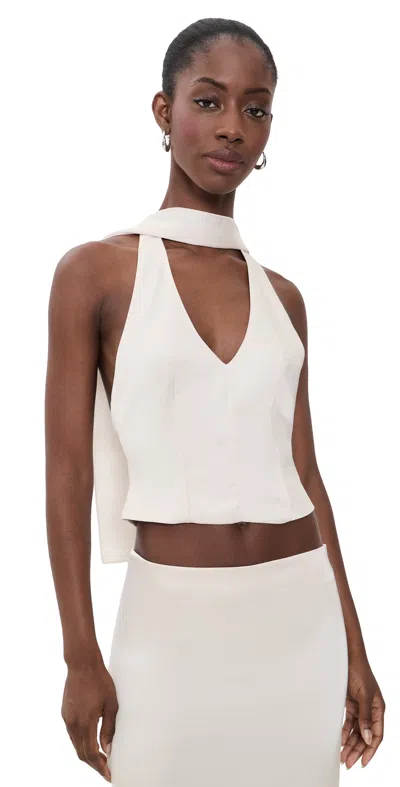 Lioness Front Row Halter Top Cream In White